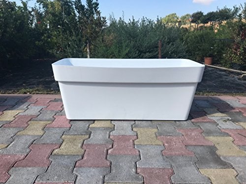 FIORIERA FIORIERE VASO RETTANGOLARE plastica forte 80 CM Colore Bianco Modello Cleo AMDGarden