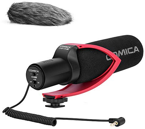 CVM-V30PRO R Super Cardioide Shotgun Camera Microfono video a Condensatore Mic per Sony Nikon Canon Panasonic Fuji Olympus DSLR Fotocamera/Videocamera/Camcorder(con Windmuff)