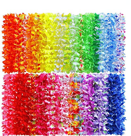 Queta Hawaii Blumen Halskette 50 Stück Hawaiketten Tropischen Luau Hawaii Kranz Hawaii Deko für Kleid, Strand und Themenbezogenen