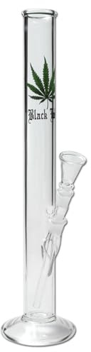 Black Leaf Wasserpfeife, Kolben-Bong, Glasbong | 40 cm, NS 14 (14,5mm) | klar | Glas | Röhre