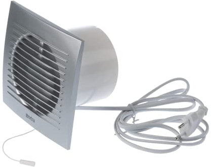 EUROPLAST Ø 100mm Wandventilator Lüfter Abluft Kabel Schalter Ventilator Küche WC Bad - Kunststoff - Silber