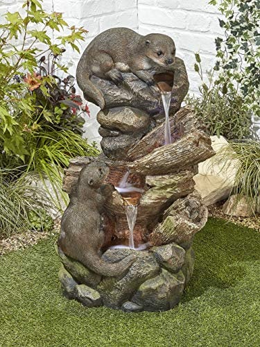 Easy Fountain Otter Pools Water Fountain with LED Lights, Resin, Various, One Size