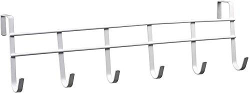 Colgadores Gancho Puerta de Aluminio Perchero Colgador Percha para Ropa Cajones Toallas Guantes Bolsos Armarios Baño Cocina Oficina-6 ganchos (Blanco)