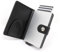 Stealth Wallet Porte Carte Bancaire RFID pour Homme - Porte-Cartes De Crédit avec Mécanisme Pop Up - Portefeuilles de Crédit Aluminium Minces (Aluminium Argent, Cuir Noir, Clip pour Billets)