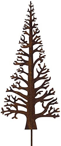 B2S BACK2SEASON Metall Stecker Tanne Edelrost Baum Rostfigur Gartenstecker Dekoration H=50 cm + 25 cm Stecker