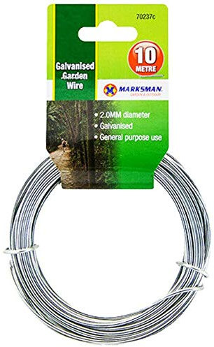 Nti 20 x Meter Garden Wire Galvanised Green Plant Tie Home Thick Silver Thin Metal Decking Fencing Outdoors Indoor General Purpose Line Twist Coated UK FREE P&P (2.0mm x 10m Galvanised Silver Wire)
