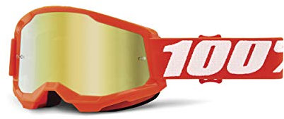 100% Strata 2 Goggle, Erwachsene, Orange mit Spiegel Gold Linse