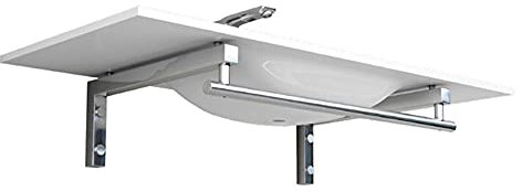 baanio Soporte para Lavabo Suspendido de Aluminio Valencia con Toallero Frontal. Juego de Escuadras para Encimera Lavabo con toallero Frontal. Acabado Cromo Brillo. Fácil instalación.