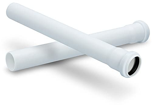 HT Rohr Abwasserrohr mit Muffe Ø 40 mm x 250 mm Länge Weiß | PVC Kanalrohr Abflussrohr mit Gummidichtung | Kanalrohrsystem Heißwasser Chemische Beständigkeit | Abwasser Installation