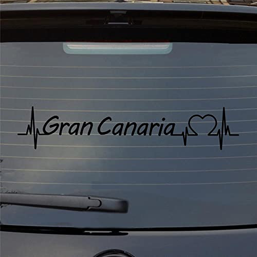 Heckscheibenaufkleber Gran Canaria Puls Herzschlag Auto- mit Insel Motiv 55x11 cm Schwarz Matt Auto Aufkleber Sticker