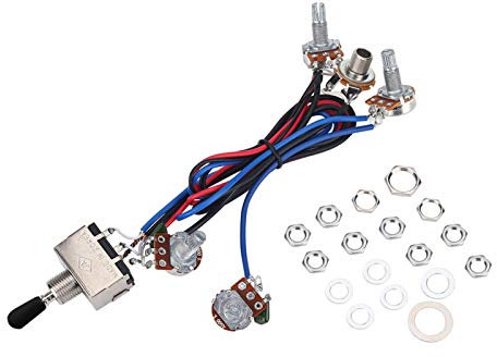 Gitarren-Kabelbaum-Kit, 2 Volume 2 Tone 1 Jack 500K Pots 3-Wege-Schalter Gitarrenschaltungs-Kabelbaum-Kit Passend für Les Paul LP-Gitarre