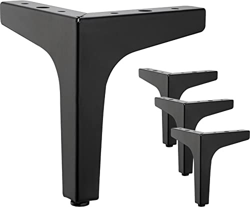 LONGZG 4 Stück 15 cm Schwarz Metall möbelfüße, DIY Dreieck Tischbeine, geeignet für Schrank, Sofa, Couchtisch, TV-Schrank und andere Möbelfüsse.