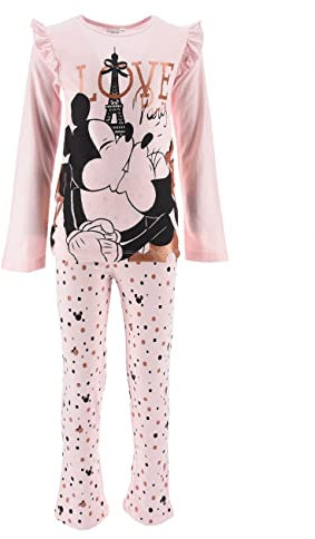 Sun City Minnie Mouse Kinder Mädchen Schlafanzug Kinder Pyjama Langarm Shirt + Schlaf-Hose (104, Rosa)