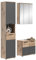 xonox.home Badezimmer Mason 3tlg. Kombination Badmöbel Set kleine Bäder Komplettprogramm Bademöbel-Set in Basalt grau Nb.,Nox Oak Nb.Hochschrank Waschbeckenunterschrank Spiegelschrank