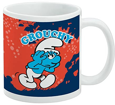 Grouchy Smurf Neon Keramik Kaffeetasse Neuheit Geschenk Tassen für Kaffee, Tee und heiße Getränke, 325 ml, Weiß
