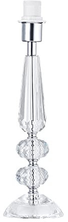 Modern Transparent K9 Crystal Glass Table Lamp Base with Faceted Spheres and Silver Plated Trim | 1 x E14 60w Maximum | 28cm Height by Happy Homewares
