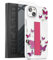 Encased Bando Series Designed for iPhone 14 PLUS Case with Hand Strap Loop and Screen Protector (Clear/Pink Butterfly)