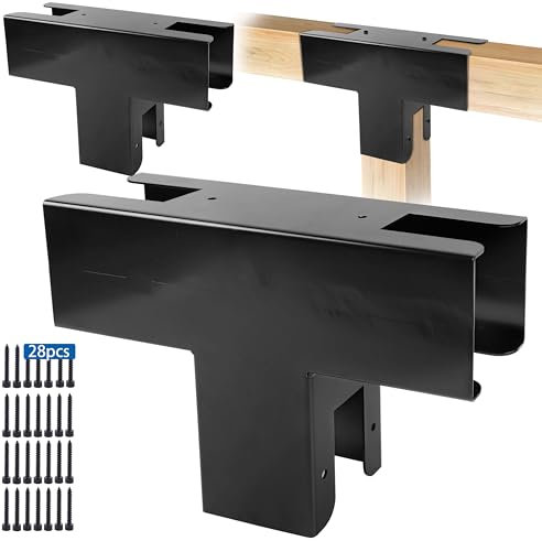 Staffe per pergola in acciaio legato pesante, staffa a 3 vie per pergola da 10,2 x 10,2 cm (effettivi 9,1 x 9,1 cm), kit fai da te adatto per pergole, giardini, gazebo in metallo, include viti