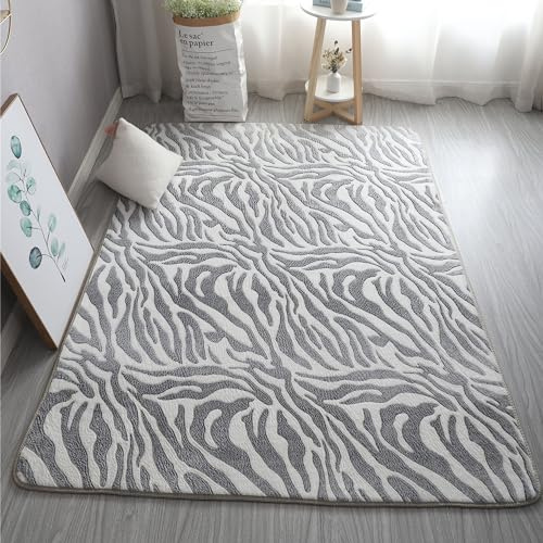 XMwike - Leuchtender fluoreszierender Teppich, für Kinder, rutschfest, für Kinderzimmer und Wohnzimmer, dunkles Zebra-Muster, 160 x 80 cm