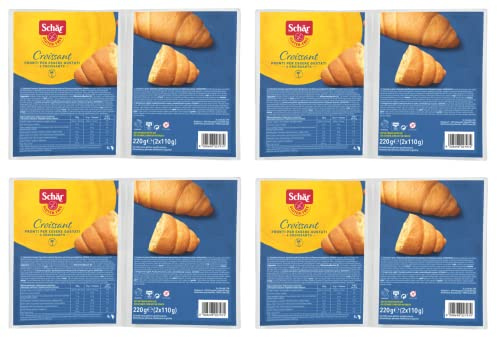 4x Dr. Schär Gluten Free Croissant Glutenfreie Packung à 220g, Jede Packung Enthält 4 Croissants à 55g
