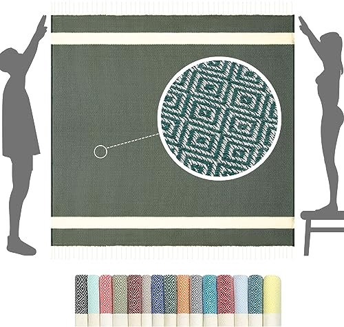 furora Holiday Strandtuch XXL 200x200 cm: Baumwolle, leicht dünn | Picknickdecke Stranddecke + Strandhandtuch Groß, Hamamtuch Saunatuch Damen Herren, Beach Towel Cotton Strandlaken, Urlaub Must Have