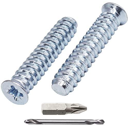 SKIR'CO (50 Stück) Verzinkte Euroschrauben 6,2 x 30 mm, Schrauben für Schubladenführungen, flacher Senkkopf (Bohrer enthalten)