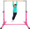 COSTWAY Gymnastik Turnreck, Turnreck 90-150cm höhenverstellbar, Reckstange klappbar mit Rollen, tragbarer Turnstangen bis 100kg belastbar, Reckanlage, Trainingsgeräte (Rosa)