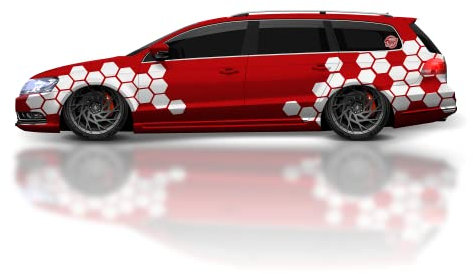 NoFame.Design | Waben XXL Set Seitenaufkleber | 66Teilig | Tuning | Wunschfarbe | Gänzend - Matt | Seitensticker | Sticker | S-D-05