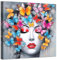 LZIMU Abstraktes Mädchen bild auf Leinwand Schmetterling auf Frauengesicht buntes Leinwandbild für Mädchen Schlafzimmer Zimmer Wanddekoration Gerahmt (3, 40.00x40.00cms)