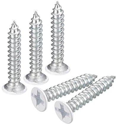 QUARKZMAN ST3.5x20mm Blanc Vis Autotaraudeuse, 50pcs Plat Tête Phillips Bois Vis pour Travail Bois