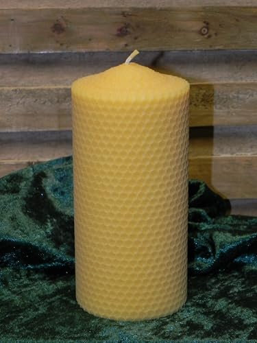 1 Bienenwachskerze 15cm h. 7,5cm D. gedreht aus Wachsplatten 15/4 Imker Imkerei Bienenwachs Kerze candle beewax