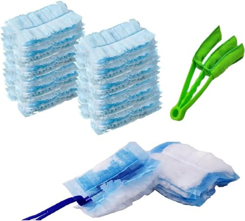 XTAIQD 20 PCS Flash Dust Magnet Refills,Disposable Duster Heads,Fluffy Duster Refills,Strong Electrostatic Dust Removal for Home & Car Cleaning,Manual Dust Refill Pack with 1 Handle (Green)