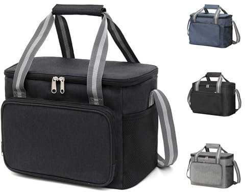 Ruccy Borsa Termica Porta Pranzo, 12L Borsa Frigo Impermeabile, Borse Pranzo con Tracolla, Grande Borsetta Termica Portatile per Uomo, Donna, Ufficio, Lavoro, Picni, Vaggio, Spiaggia (Nero)