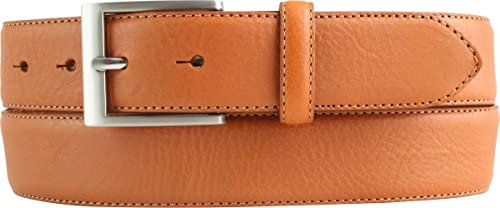 Hochwertiger Anzuggürtel aus Vollrindleder 3,5 cm | Bombierter Ledergürtel Herren 35mm | Business-Gürtel made in Italy | Tabac 80cm