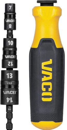 VACO VAC1071 Impact Driver, 7-in-1 Metric Multi-Bit Impact Flip Socket Set with Handle, Magnetic, 6 Hex Sizes and 1/4-Inch Bit Holder