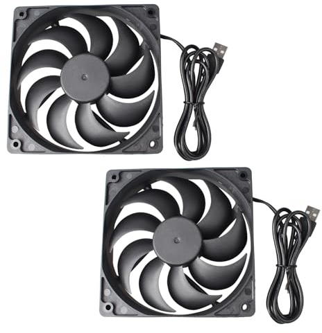 Jopto 2 piezas ventiladores de refrigeración silenciosos sin escobillas 120 x 120 x 25 mm 12025 DC 5V con conector USB para impresora 3D ordenador PC carcasa CPU sistema de disipador de calor
