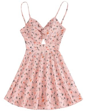 Floerns Mini robe trapèze à imprimé floral bohème pour femme, rose pastel, Taille M