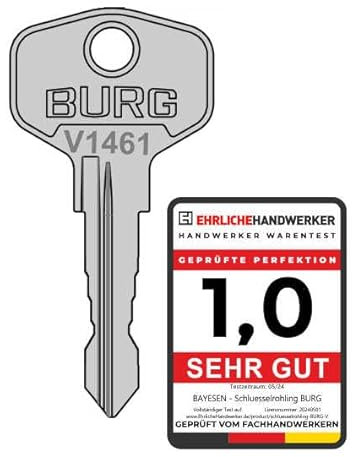 bayesen Ersatzschlüssel Nachschlüssel Kompatibel mit BURG-WÄCHTER - Code V1001 bis V1500 - Präzise Gefräster Schlüssel mit Original Kopfform für Briefkasten, Möbel, Hebelzylinder - Code [V1001]