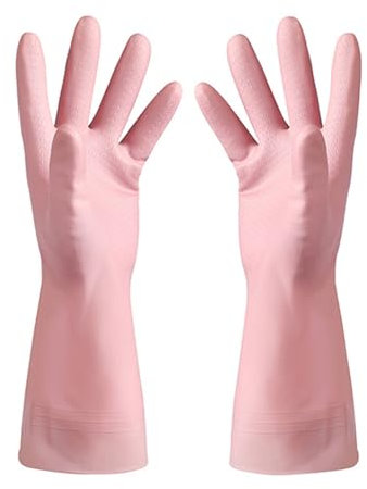 Gants nettoyés en caoutchouc,Gants de cuisine imperméables et réutilisables pour laver la vaisselle, gants longs pour laver la vaisselle des légumes (S)