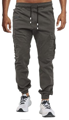 VMSUCIJ Herren Hose Chino Cargo Hose Jogginghose Baumwolle Casual Jogger Männer Modern Sport Jogginghosen für Herren Sweatpants mit elastischem Bund und Kordelzug und Taschen,Grau 02,XL