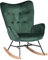 39F FURNITURE DREAM Schaukelstuhl aus Samt für Kinderzimmer, Entspannung, skandinavische Armlehne, Chaiselongue mit hoher Rückenlehne, Schlafzimmer, Büro, Wohnzimmer, Stoff, Grün, 68 x 87 x 98 cm