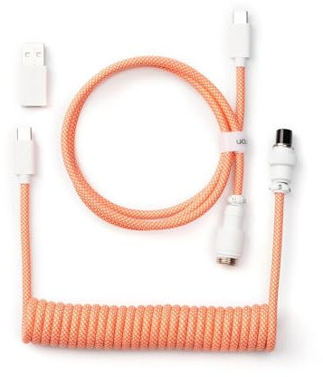 Keychron Coiled Aviator Cable - Spiralkabel für mechanische Tastatur Pink Orange - gerade