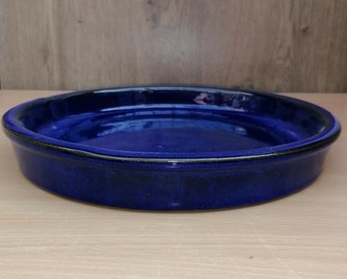 Generisch NEU !! Winterfester Untersetzer Teller Vogeltränke ø 30 cm aus Steinzeug blau glasiert Unterteller Futterschale Garten
