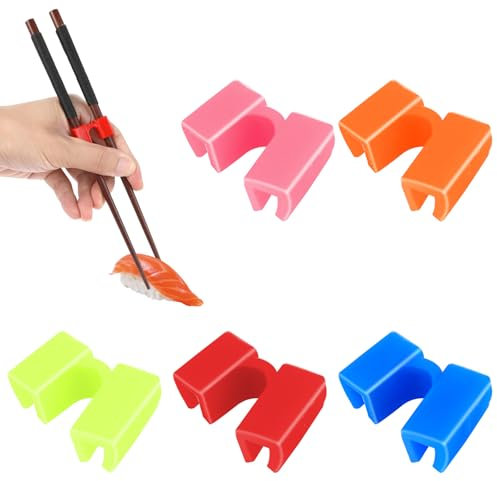Mabor - Palillos reutilizables, 5 palillos de entrenamiento, bisagras, conector de aprendizaje para adultos de muchas edades, principiantes, entrenadores o estudiantes (coloridos)