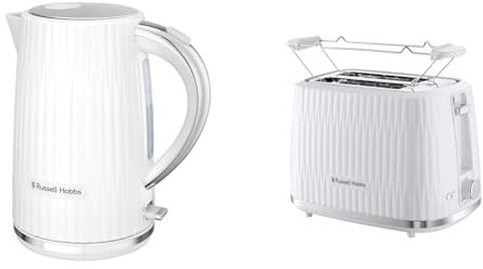Russell Hobbs Eden Weiß Frühstücksset: Wasserkocher 27360-70 + Toaster 27370-56