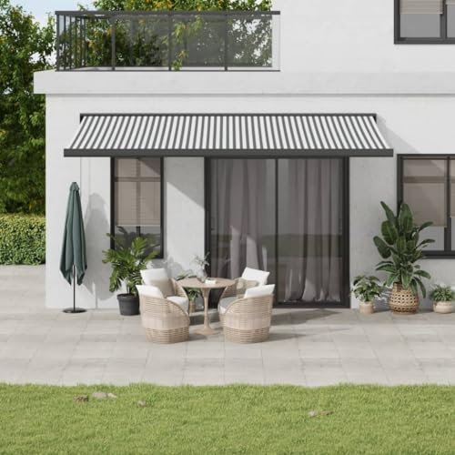 Lawn & Garden Ausziehbare Markise, Anthrazit und Weiß, 5 x 3 m, Stoff & Aluminium, Outdoor Living