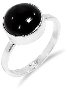 Schwarzer Onyx Ring for Men 925 Sterling Silber Verlobungsring Solitärring Frauen handgemachter Vintage Stil Größe 3,5