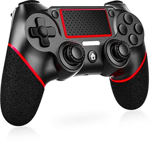 Holilo Controller wireless per PS-4, controller di gioco compatibile con PS-4/Pro/Slim Gamepad con Doppia Vibrazione/Sensore Giroscopico a 6 Assi/Risveglio/Touch Panel-Rosso
