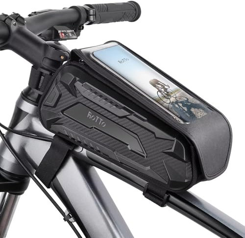 ROTTO Fahrrad Rahmentasche Handyhalterung Wasserdicht Fahrradtasche Rahmen Harte Schale Handytasche Oberrohrtasche mit empfindlichem Touchscreen für Smartphone bis zu 7 Zoll