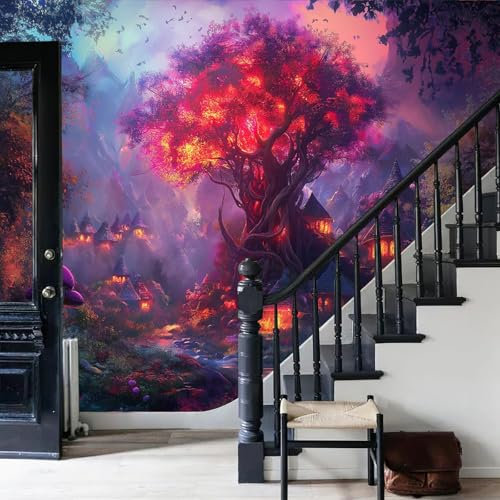 Silk Photo Wallpaper 3D Effect The Jungle Book Personalised 300 X 210 cm 3D Purple Light Wallpaper Can be Used in Living Room, Kitchen, Bedroom, Children's Room, Studio